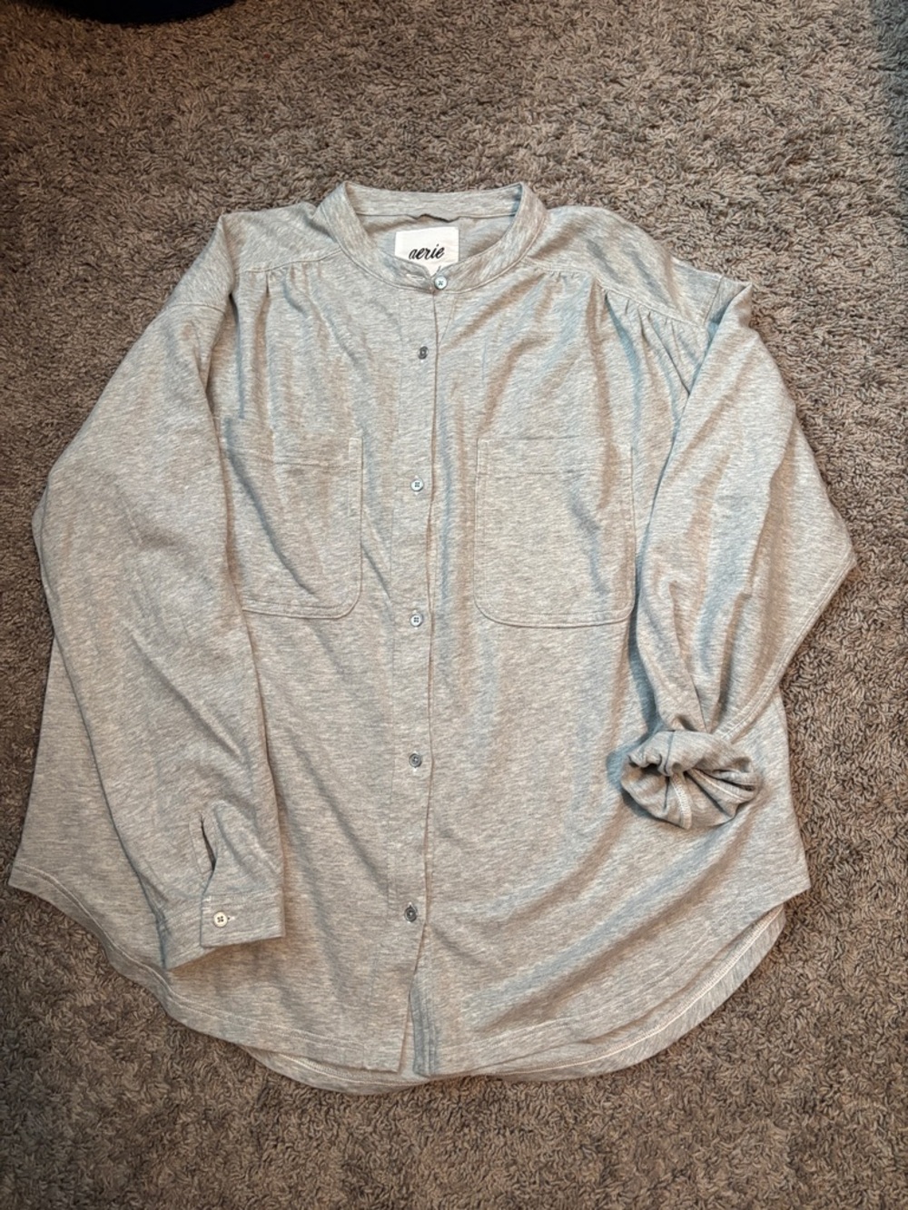 aerie Light Gray Button-Up Tunic